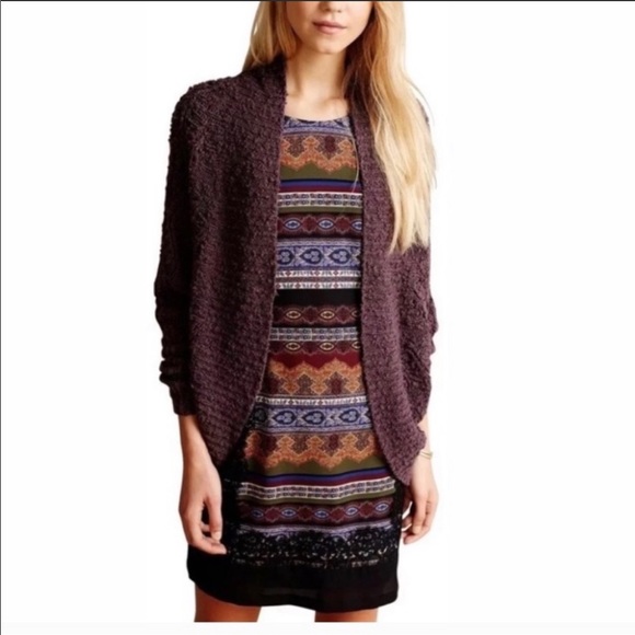 Anthropologie MOTH Plum Open Knit Cocoon Sweater Size Small - Picture 2 of 9